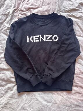 Kenzo Paris Logo Sweatshirt Black Crewneck Cotton Size S